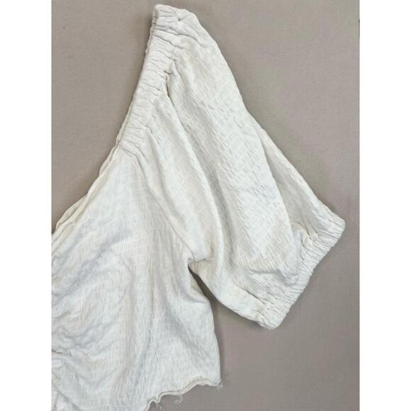 Roxy White Ruched Front Tie Detail Short Sleeve Off Shoulder Blouse Size XXL - Picture 11 of 13